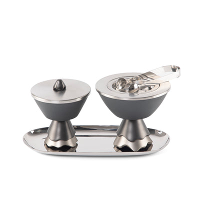 Metal set of 4 mabkhar with tray, bokhor box & tong with gift set