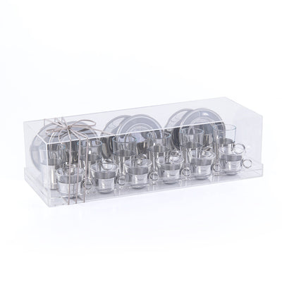Set of 6 pcs of  Coffee Cups , 6 istikana With 6 Plates in Acrylic Box - Silver