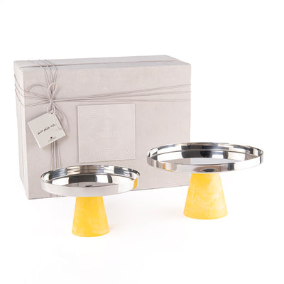 Set of 2 stainless steel stand resin base with gift box