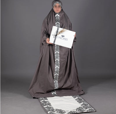 طقم الصلاة الإسلامي الفاخر - لون رمادي