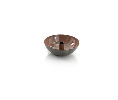 Gray And Brown Round Metal Candle Holder