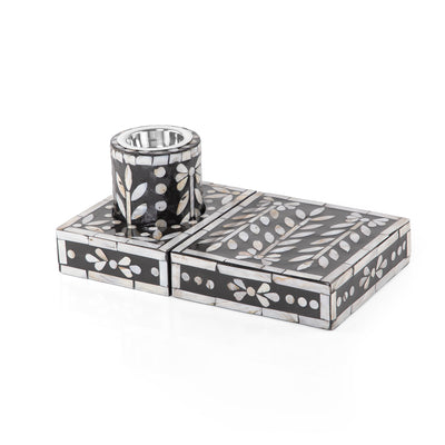 Set of 2 mother of pearl mabkhar with bakhoor box