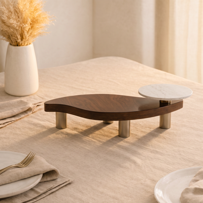 wood and marble stand
