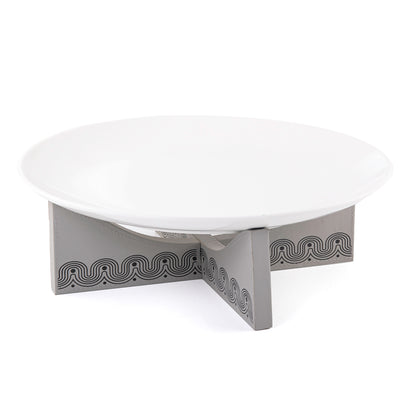 Dark Grey Leather Stand with Ceramic Plate