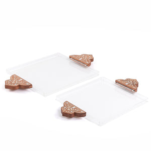 Set of 2 acrylic tray with wooden handle - CASCADES