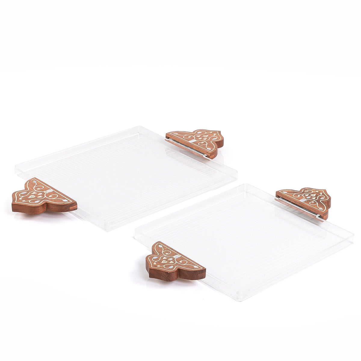 Set of 2 acrylic tray with wooden handle - CASCADES