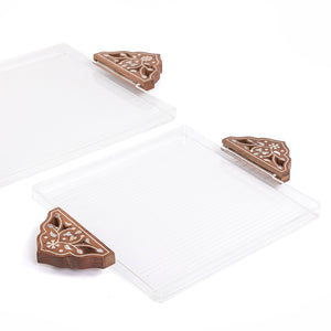 Set of 2 acrylic tray with wooden handle - CASCADES