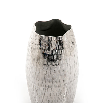 Silver Barrel Metal Vase