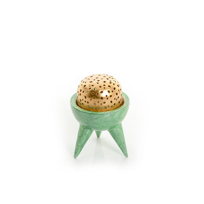 green Marble Gergaan Box With Golden Metal Lid