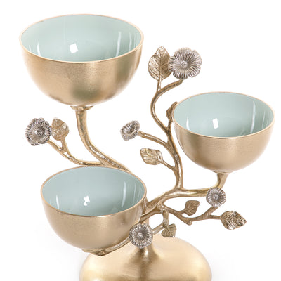 Gold Round Metal Bowls Stand with Gift Box