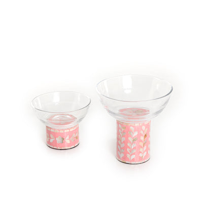 Colorful Modern Glass Bowls Set With Mother Of Pearl Base