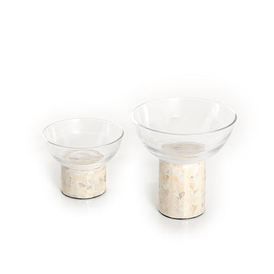 Colorful Modern Glass Bowls Set With Mother Of Pearl Base