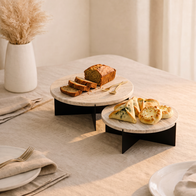 Set of 2 Metal With marble Stand