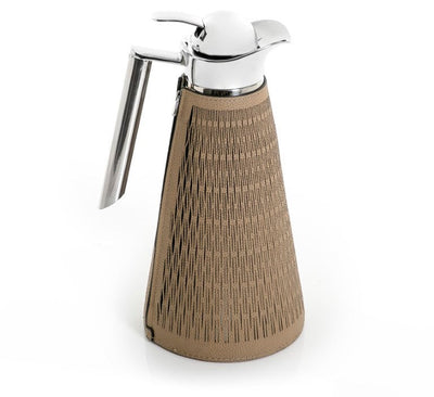 Beige Metal Thermos With Leather Cover 1.5 Liter