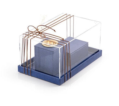 طقم مبخرة من الجلد الأزرق مع غطاء أكريليك