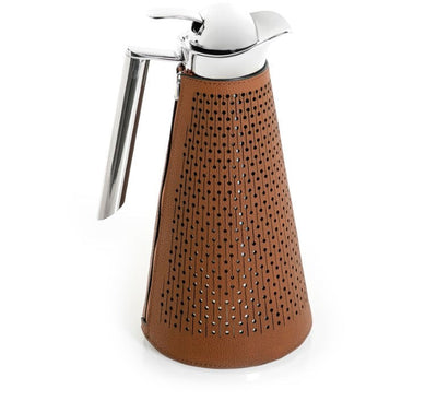 Brown Metal Thermos With Leather Cover 1.5 Liter