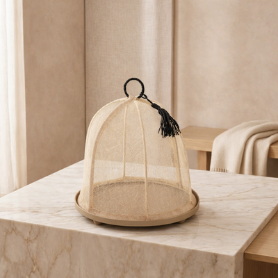 Linen cover with metal base