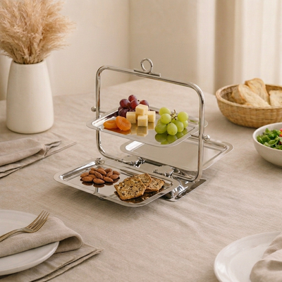 Stainless steel three tiers stand - silver small