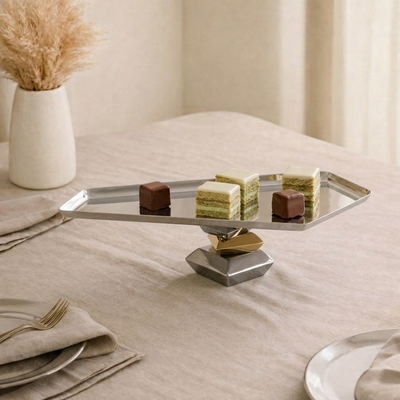Elegant Metal Serving Stand Dish - Large