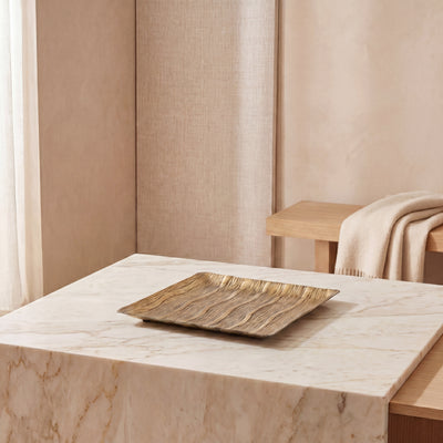 Golden square metal tray