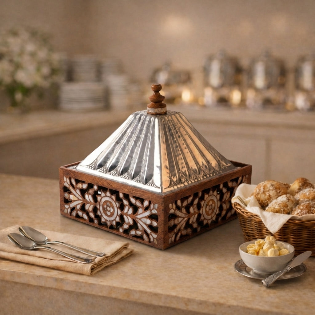 حافظ حرارة معدن قاعدة خشب