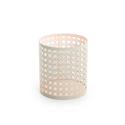 White Cylindrical Metal Candle Holder