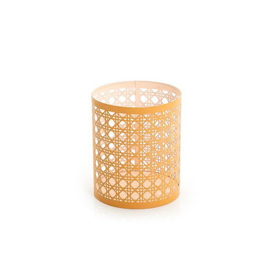 Yellow round Metal Candle Holder
