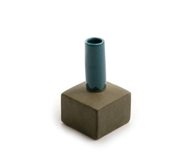 brown and blue ceramic vase