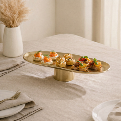 Oval Metal Serveware Stand - Gold
