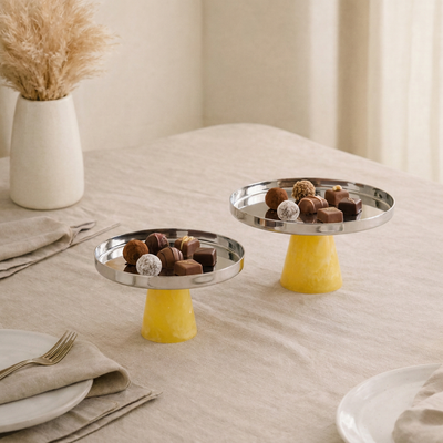 Set of 2 stainless steel stand resin base with gift box
