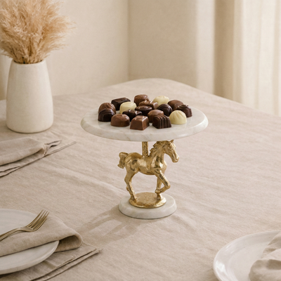 Marble stand with metal base