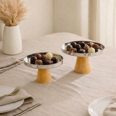 Set of 2 stainless steel stand resin base with gift box