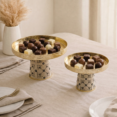 Set of 2 metal stand with fabric base