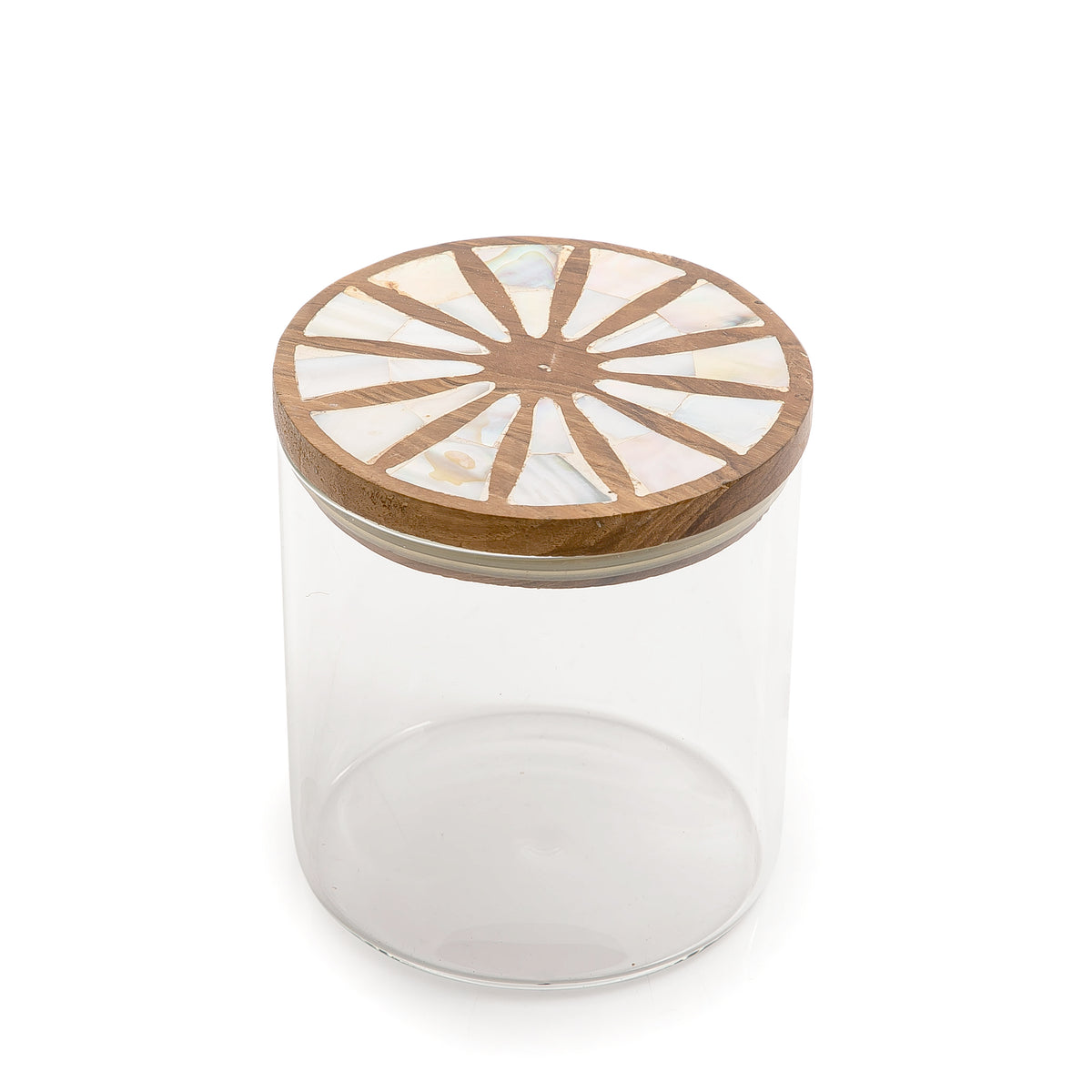 Glass jar with wooden cover (6913173029029)