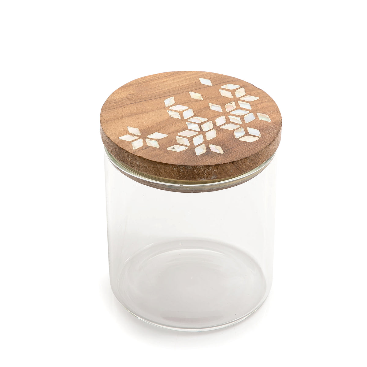 Glass jar with wooden cover (6913176273061)