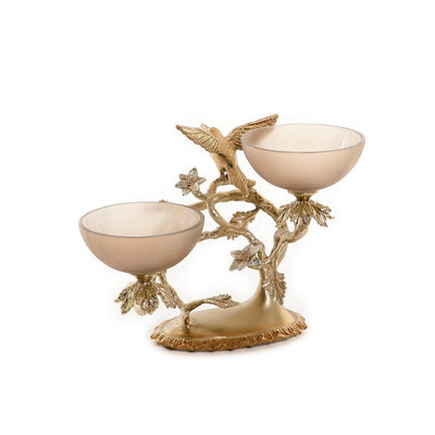 Glass bowl with metal base - CASCADES