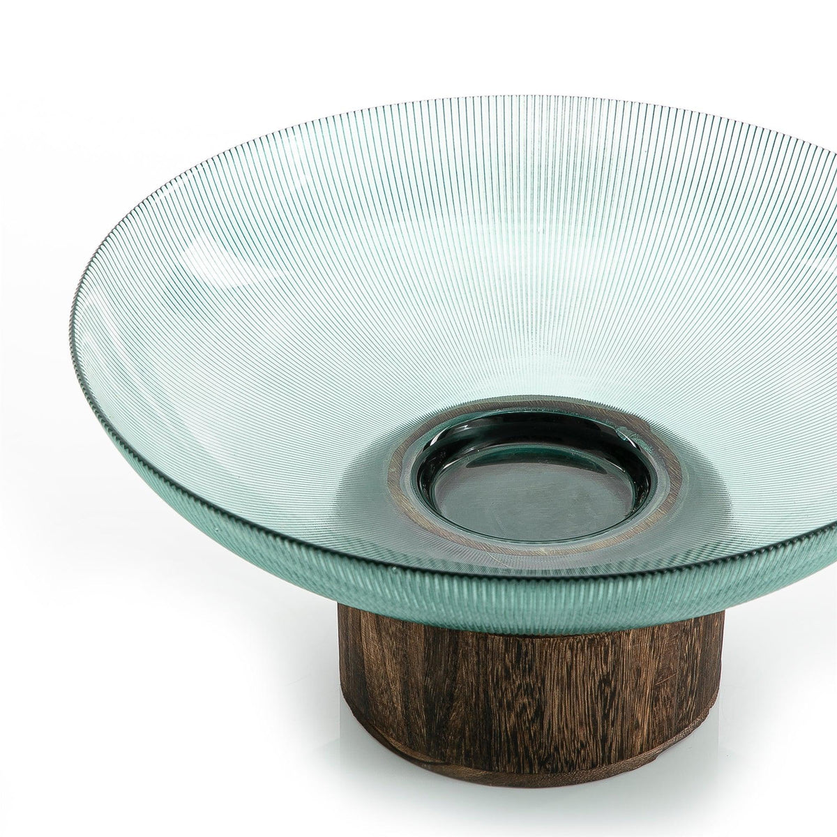 Glass Bowel With Wood Base (5981798334629)