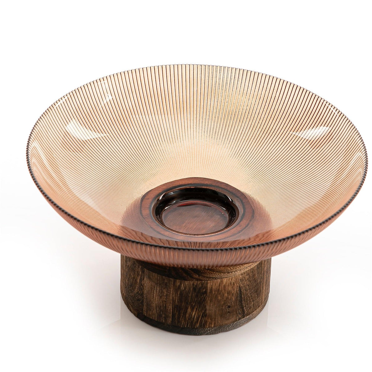 Glass Bowel With Wood Base (5981730668709)