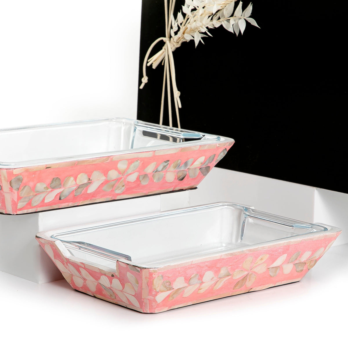 Set of 2 mother of pearl bowls with glass and gift box - CASCADES