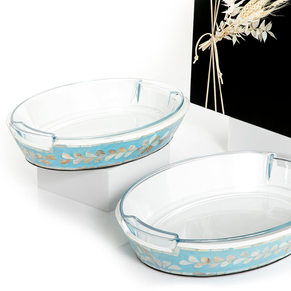 Set of 2 mother of pearl with glass - CASCADES