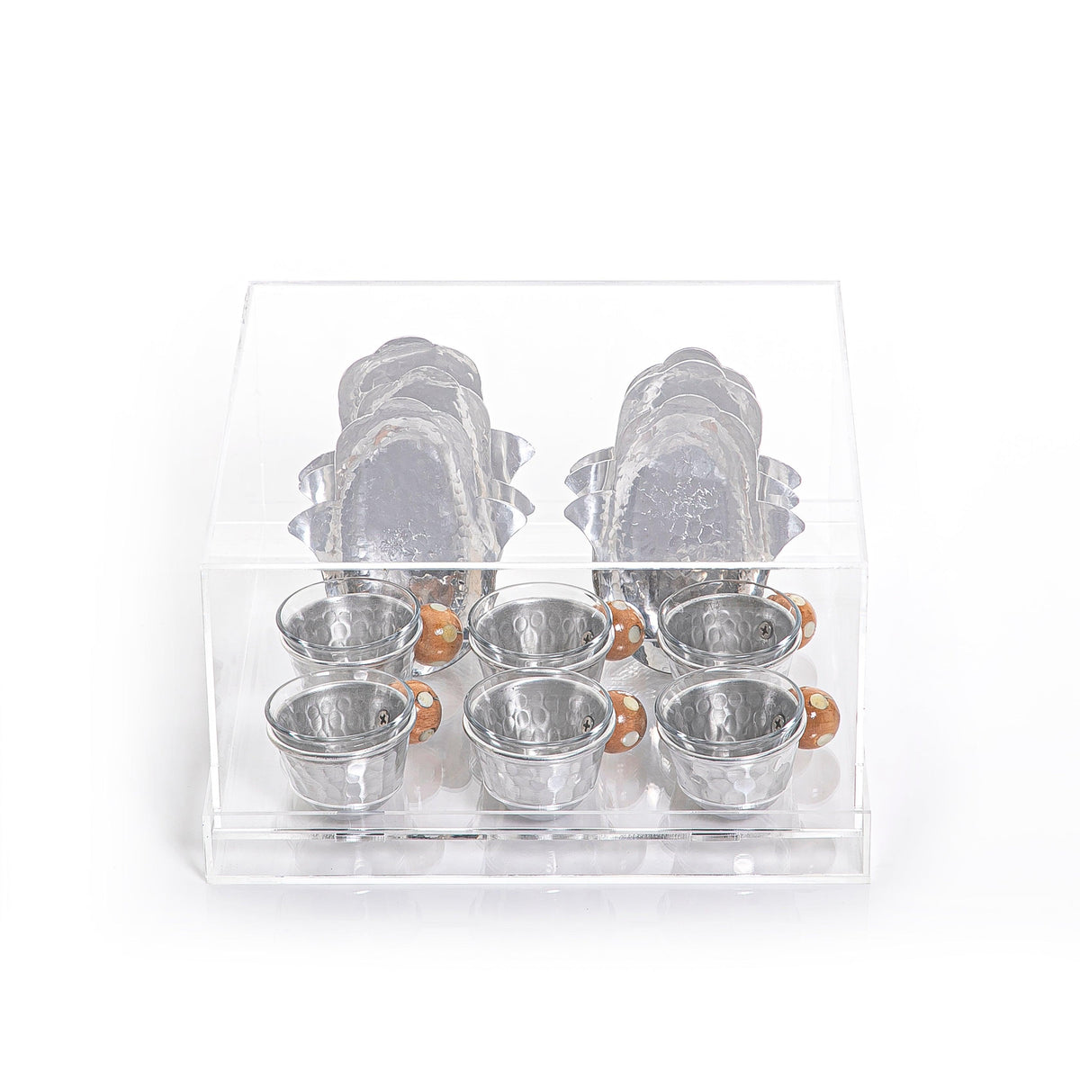 Set of acrylic box with coasters and glass cubs - CASCADES
