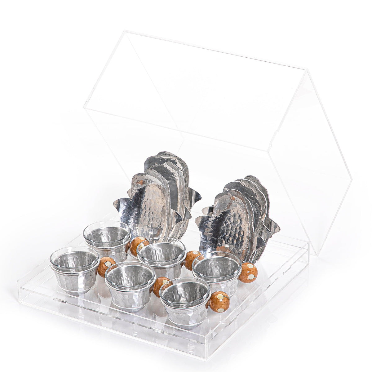 Set of acrylic box with coasters and glass cubs - CASCADES
