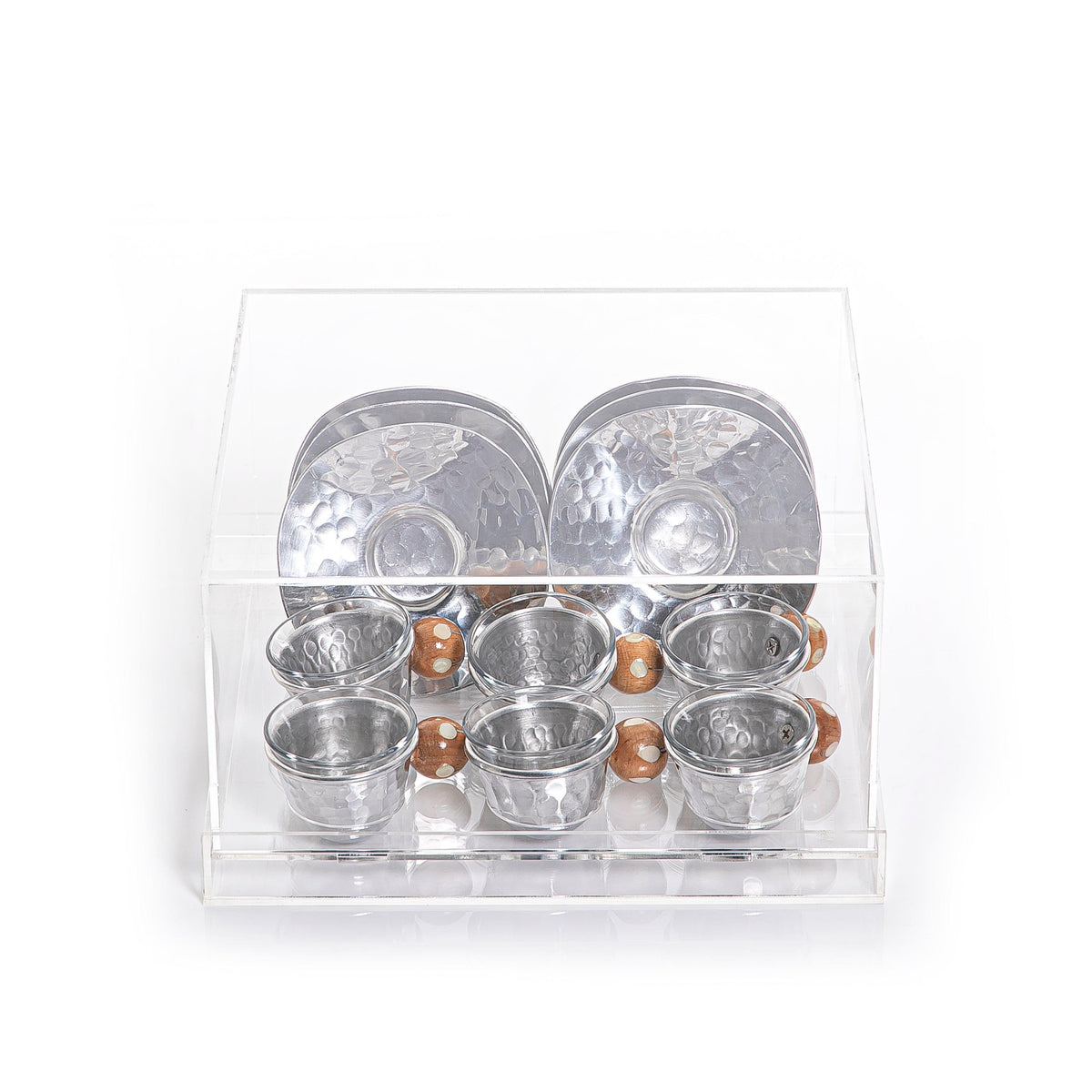 Set of acrylic box with coasters and glass cubs - CASCADES