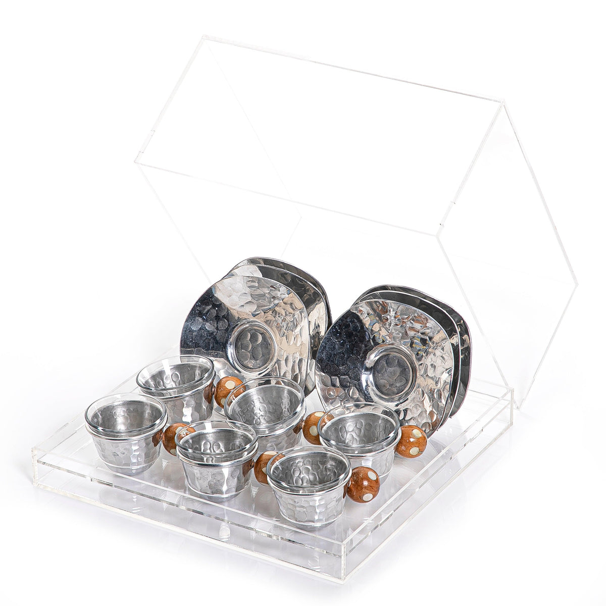 Set of acrylic box with coasters and glass cubs - CASCADES