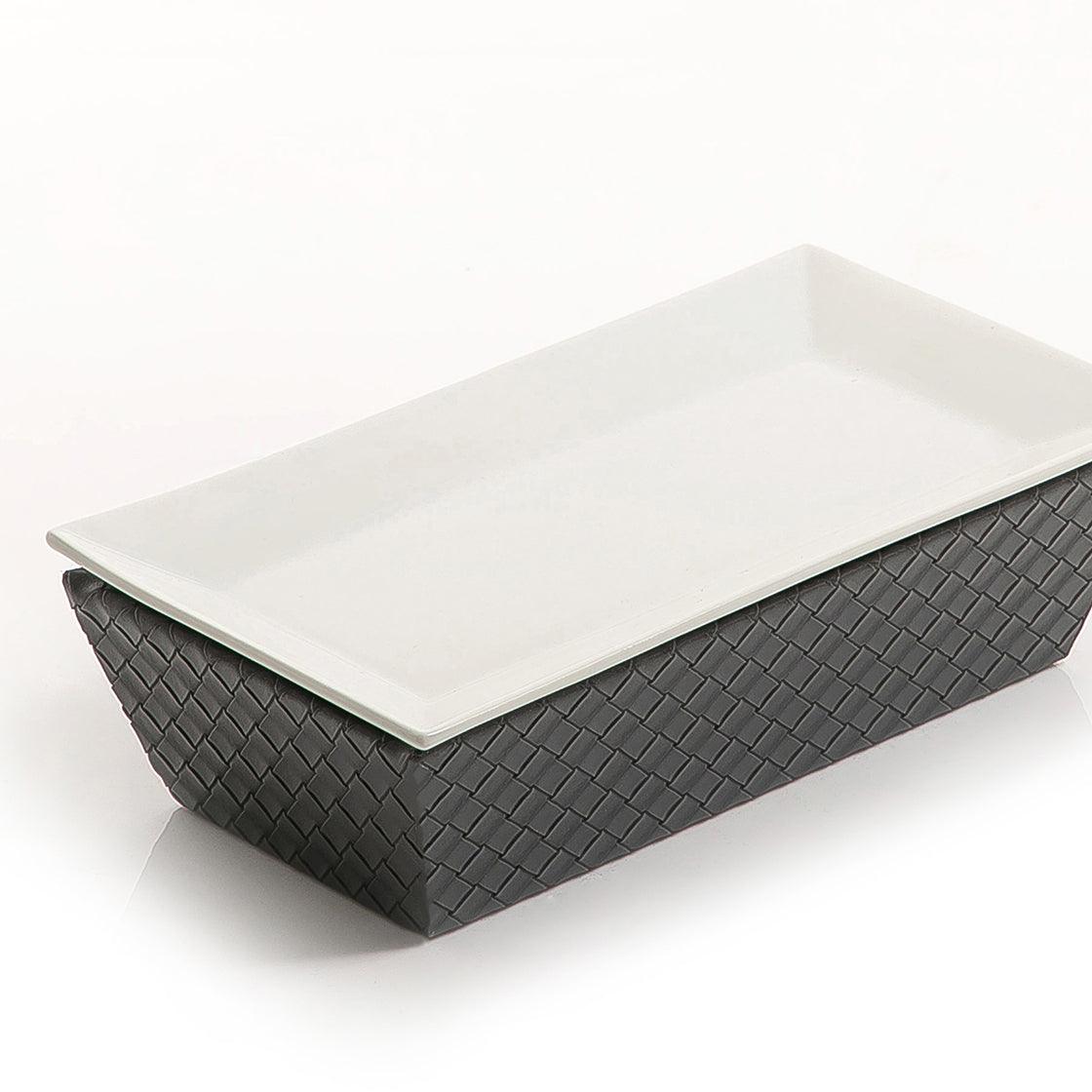 Ceramic plate with leather base - CASCADES