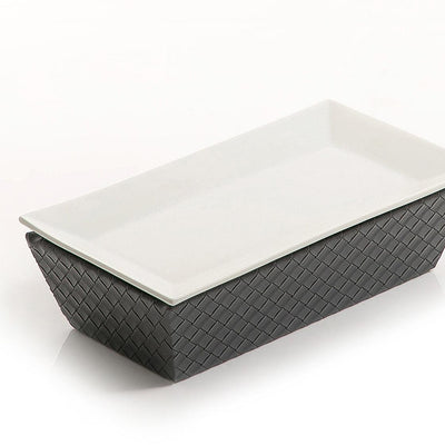 Ceramic plate with leather base - CASCADES