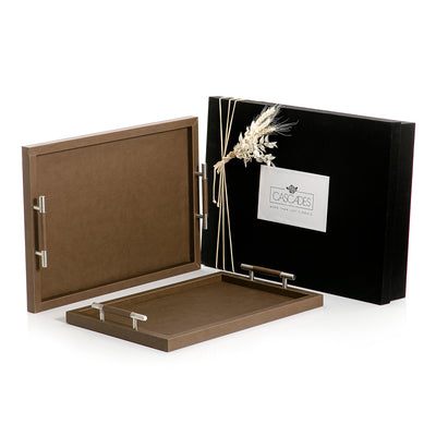 Set Of 2 Leather Trays With gift Box