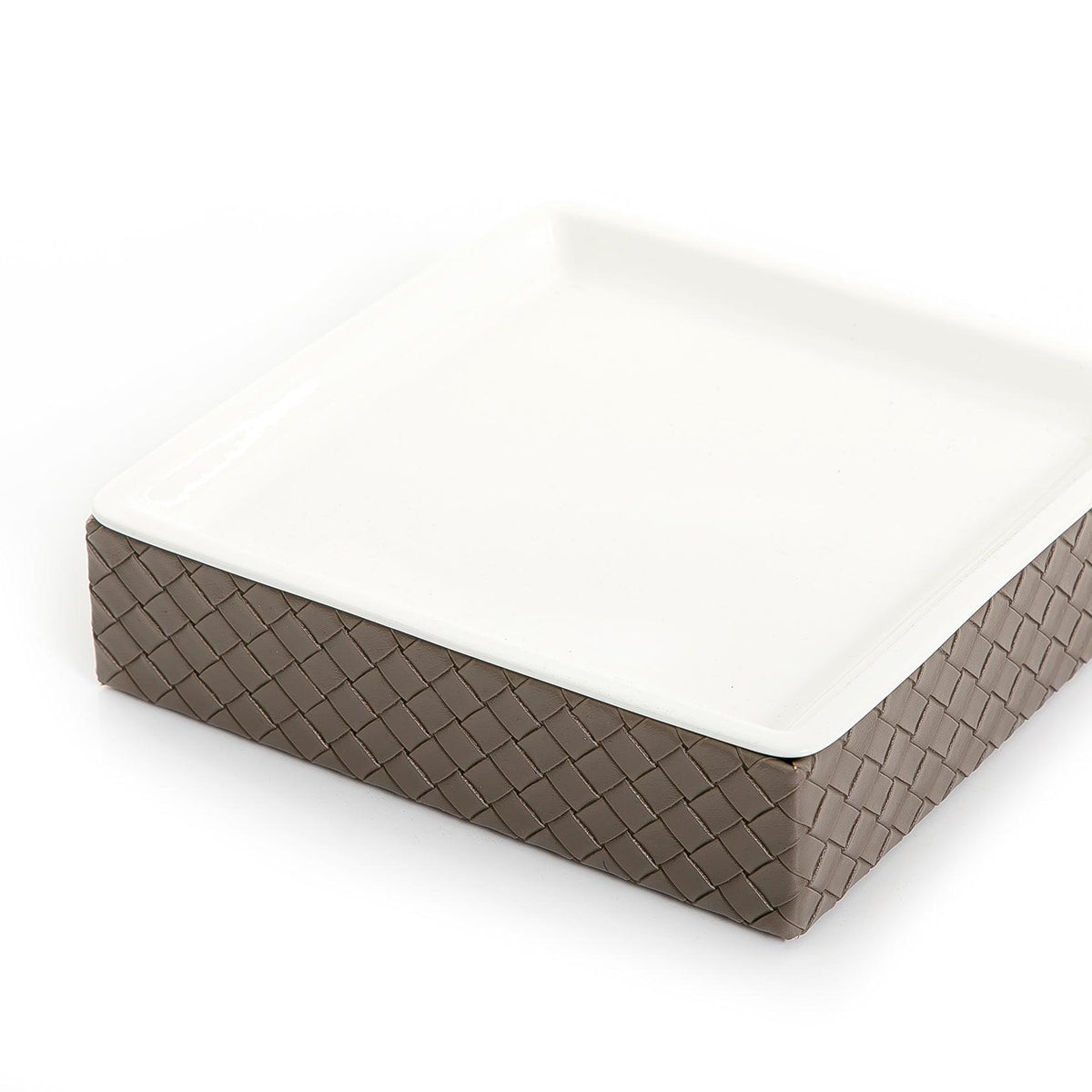 Ceramic plate with leather base - CASCADES