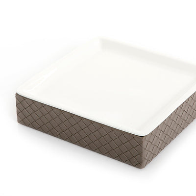 Ceramic plate with leather base - CASCADES