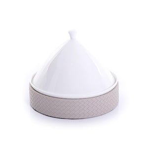 Ceramic plate with leather base - CASCADES